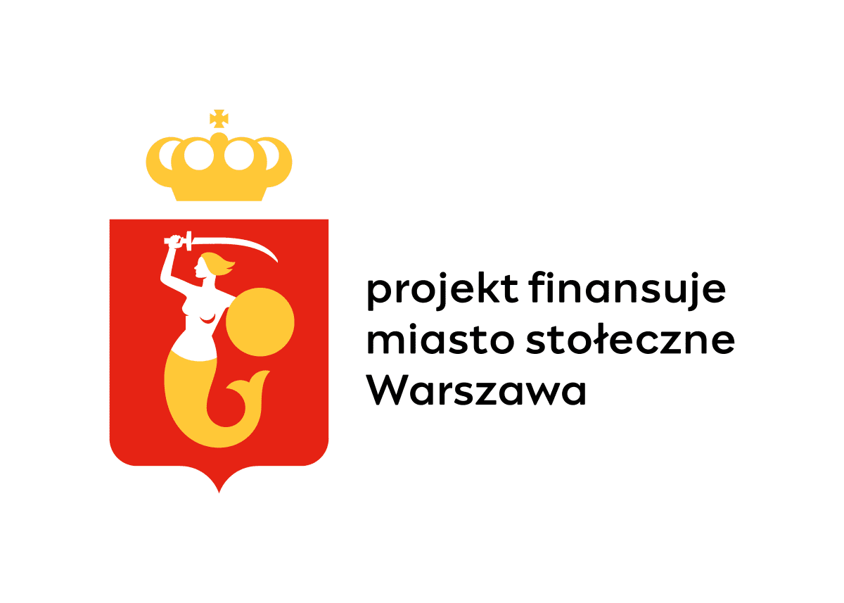 Logo warszawskie syrenki z napisem Warszawa Włochy